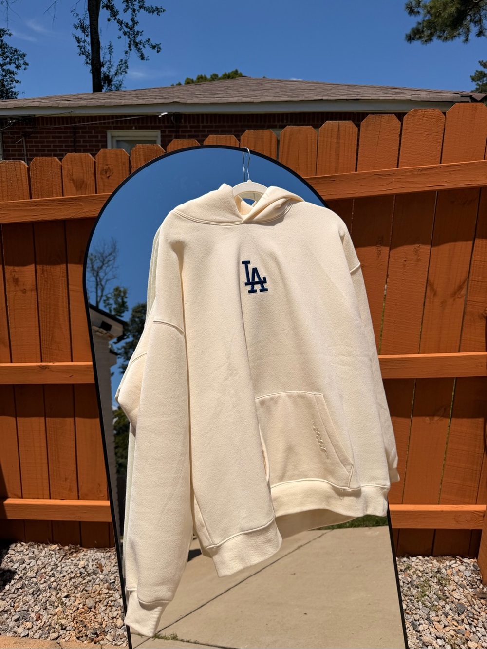 Cream LA Logo Pullover Hoodie - Men's Casual Sweatshirt